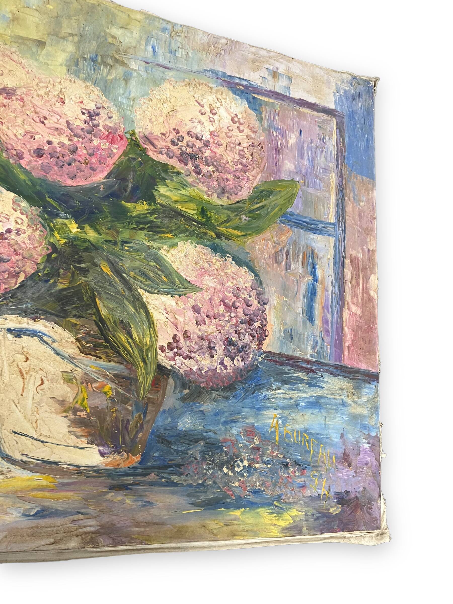 Oil on canvas Still Life with Flowers signed A. Bureau