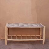 Woven bench with shelf
