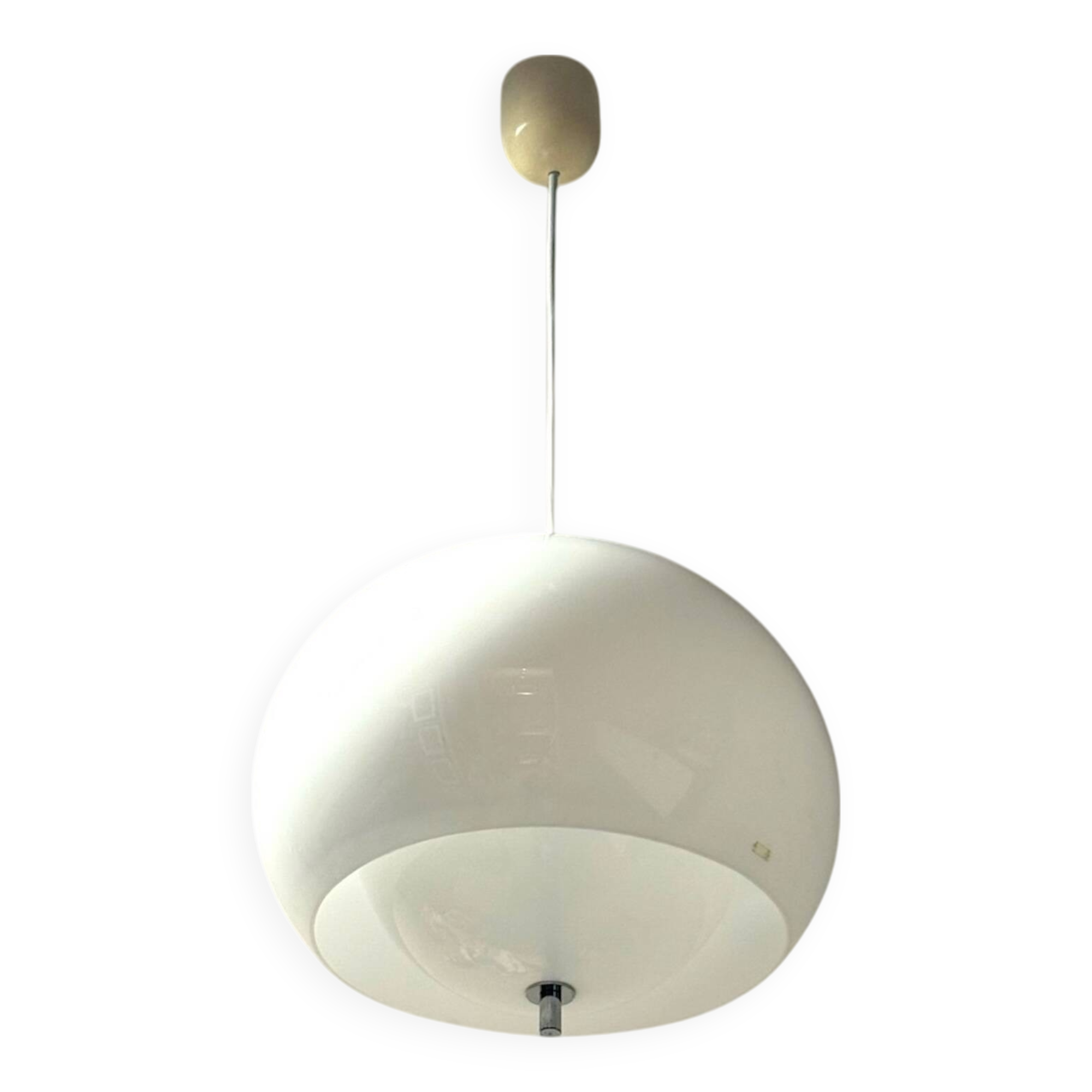 Harvey Guzzini Burgos Hanging Lamp, White Acrylic, 1960s 70s
