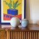 Mid-century Modern set of 2 gres vases, Franco Bucci Italy ca. 1960
