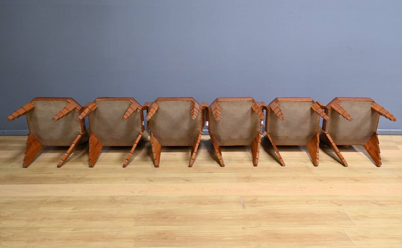 Set of 6 Rosewood Armchairs, Art Deco – 1910