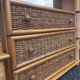 Modular bookcase in vintage rattan
