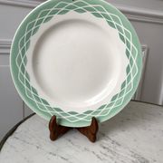 Round dish digoin sarreguemines model "lola" water green years 30-40