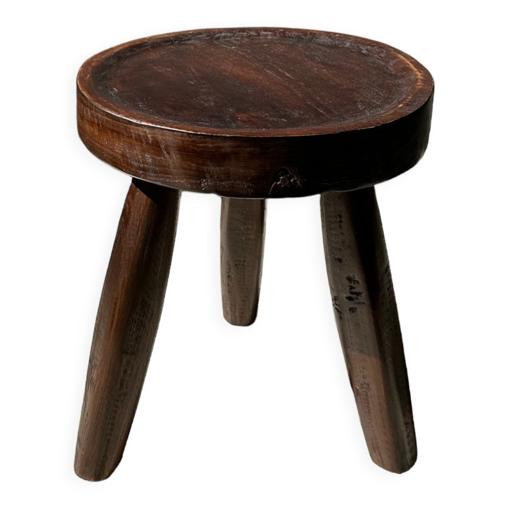 Brown solid wood stool hollow circular seat h:35cm d:30cm