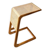 Table d’appoint de lit en bois et rotin en bois de teck
