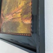 Vintage original oil painting forest landscape