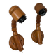 Pair of articulated Scandinavian wall lights SOLBACKEN in vintage wood