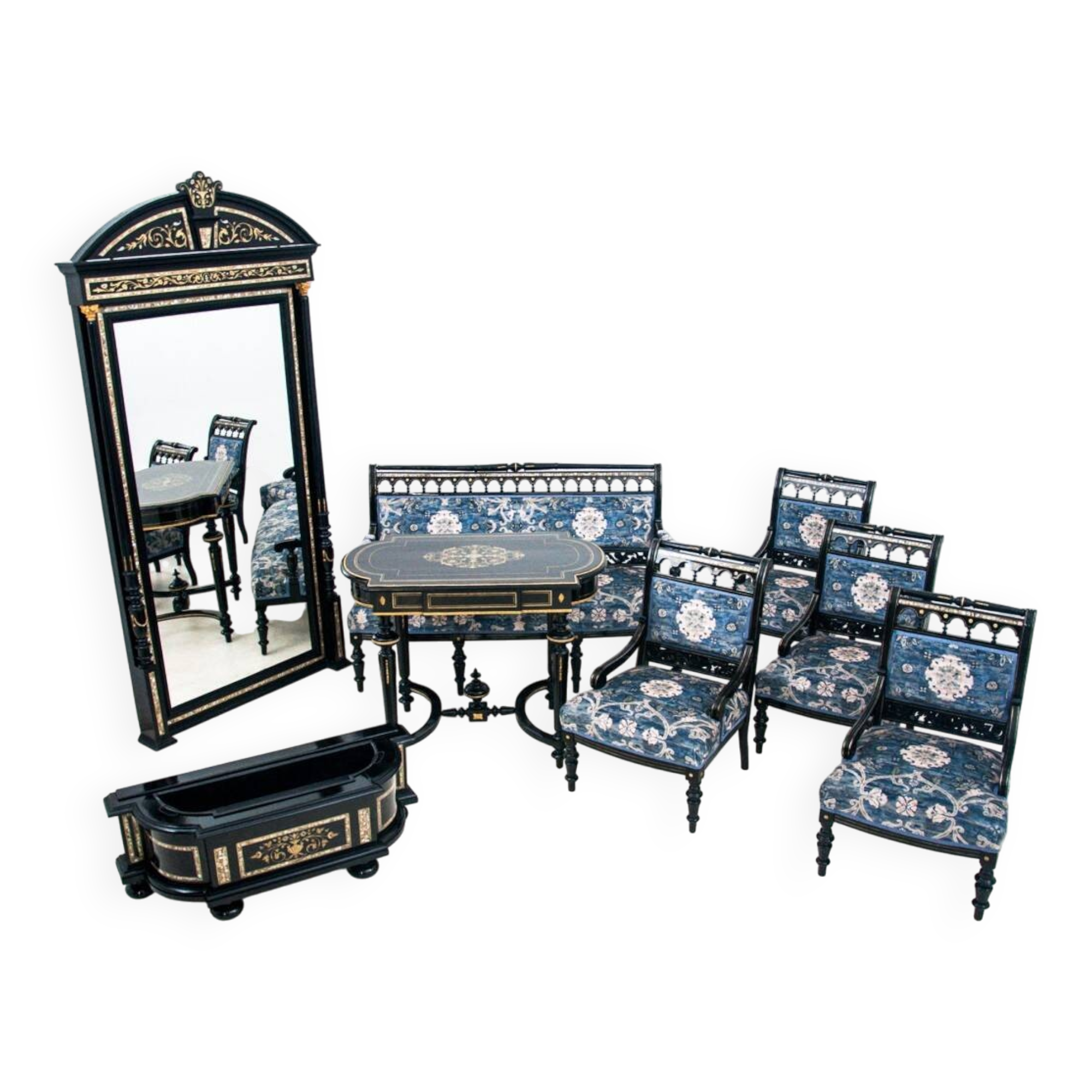 A unique, historic living room set - Hans Makart, Austria, first half of th