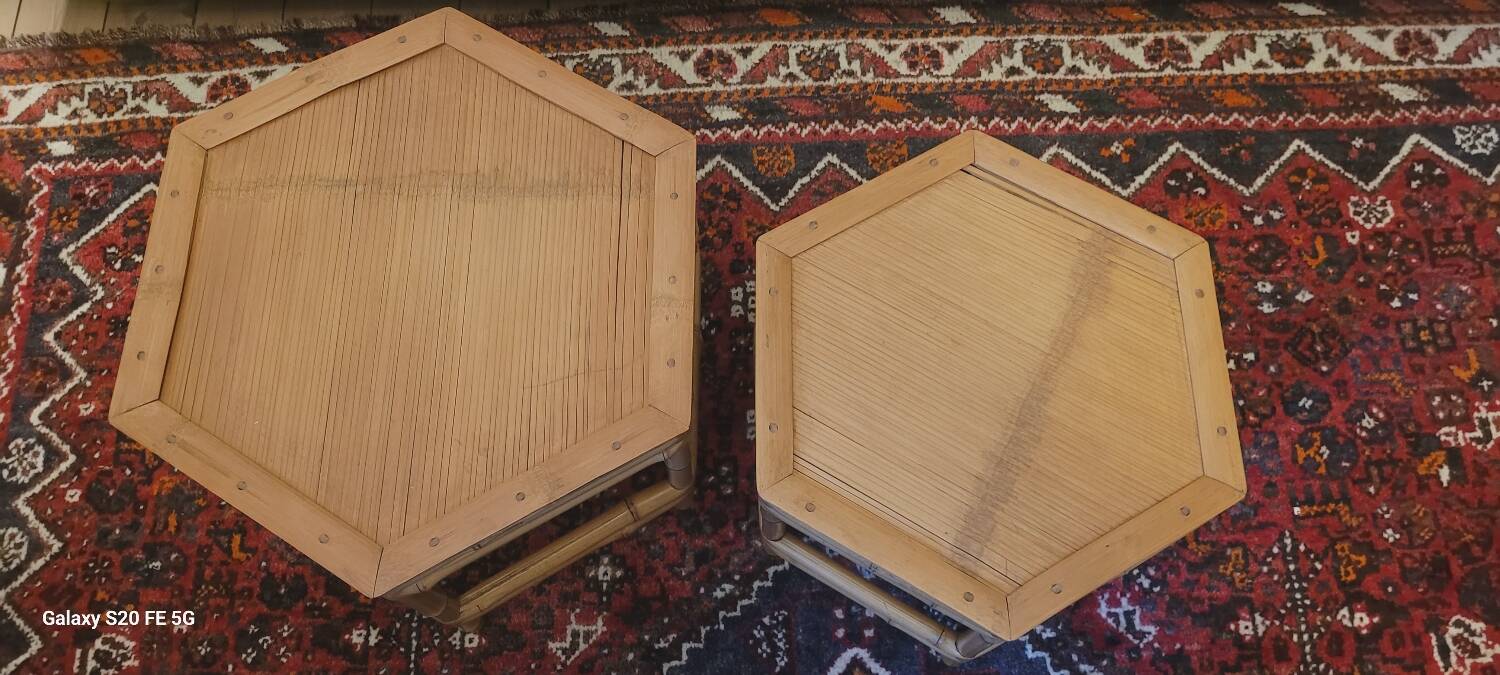 70's bamboo coffee tables