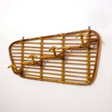 Rattan coat rack with 4 hooks, Italy, 1960s.