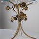 Mid-century side table in gilded metal with roses and glass top, 1970s