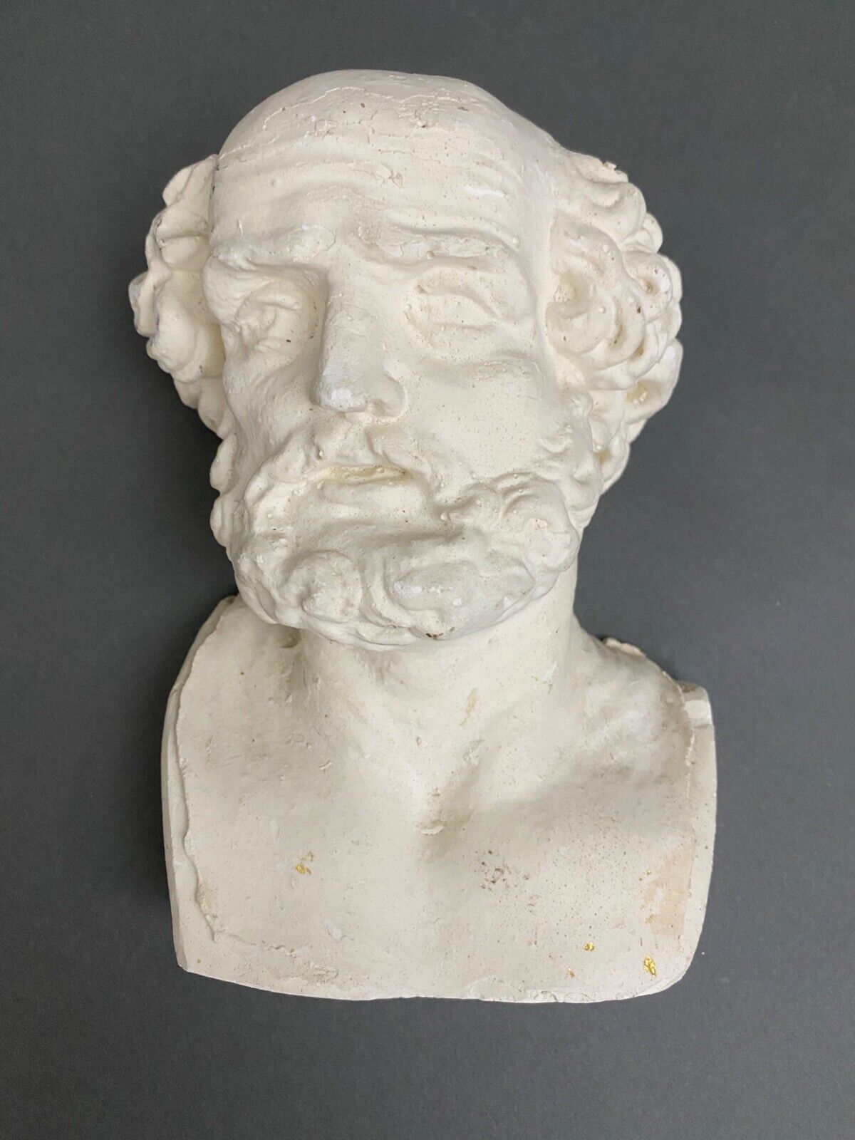 Bust of Socrates in plaster mid-twentieth artist's studio