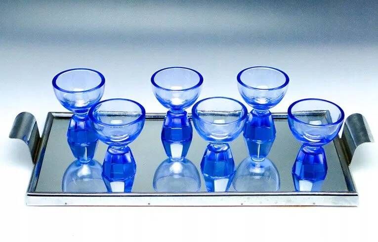 Plateau h1j art deco pour verres avec miroir