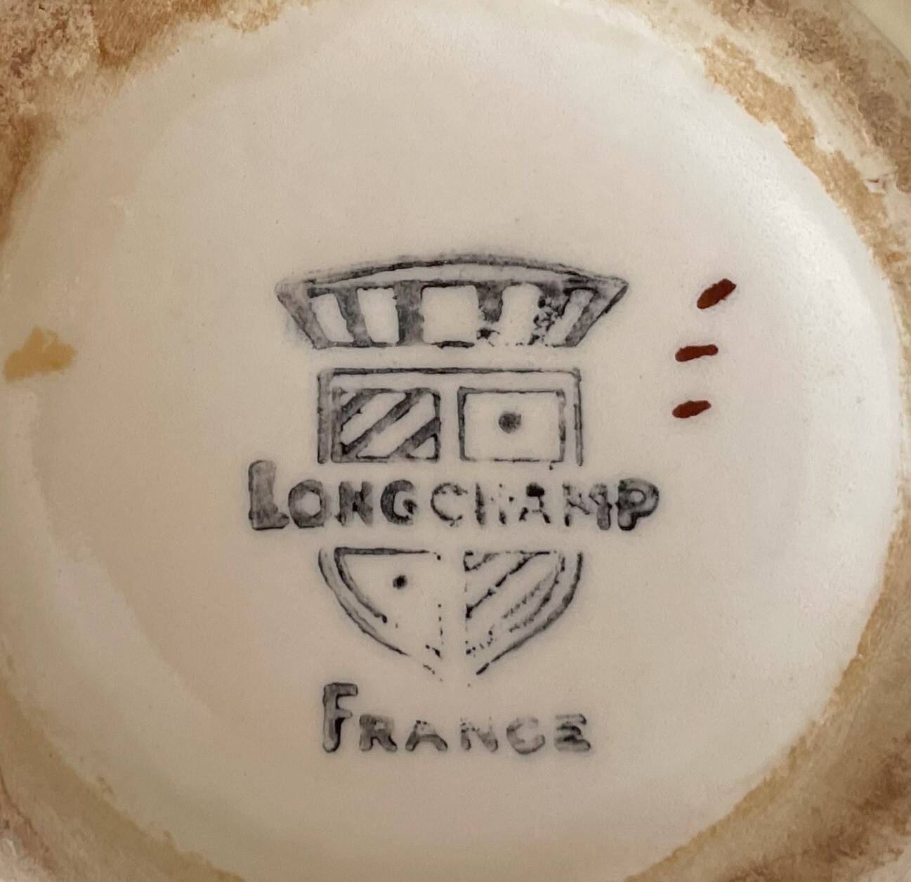 Pair of antique Longchamp earthenware raviers and sauceboats