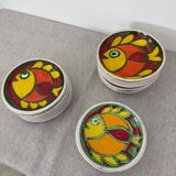 Service assiettes en céramique italienne signé Desimone Italy decor poisson années 60 vintage