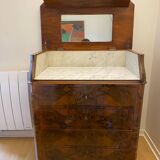 Coiffeuse Louis-Philippe en acajou avec plateau en marbre