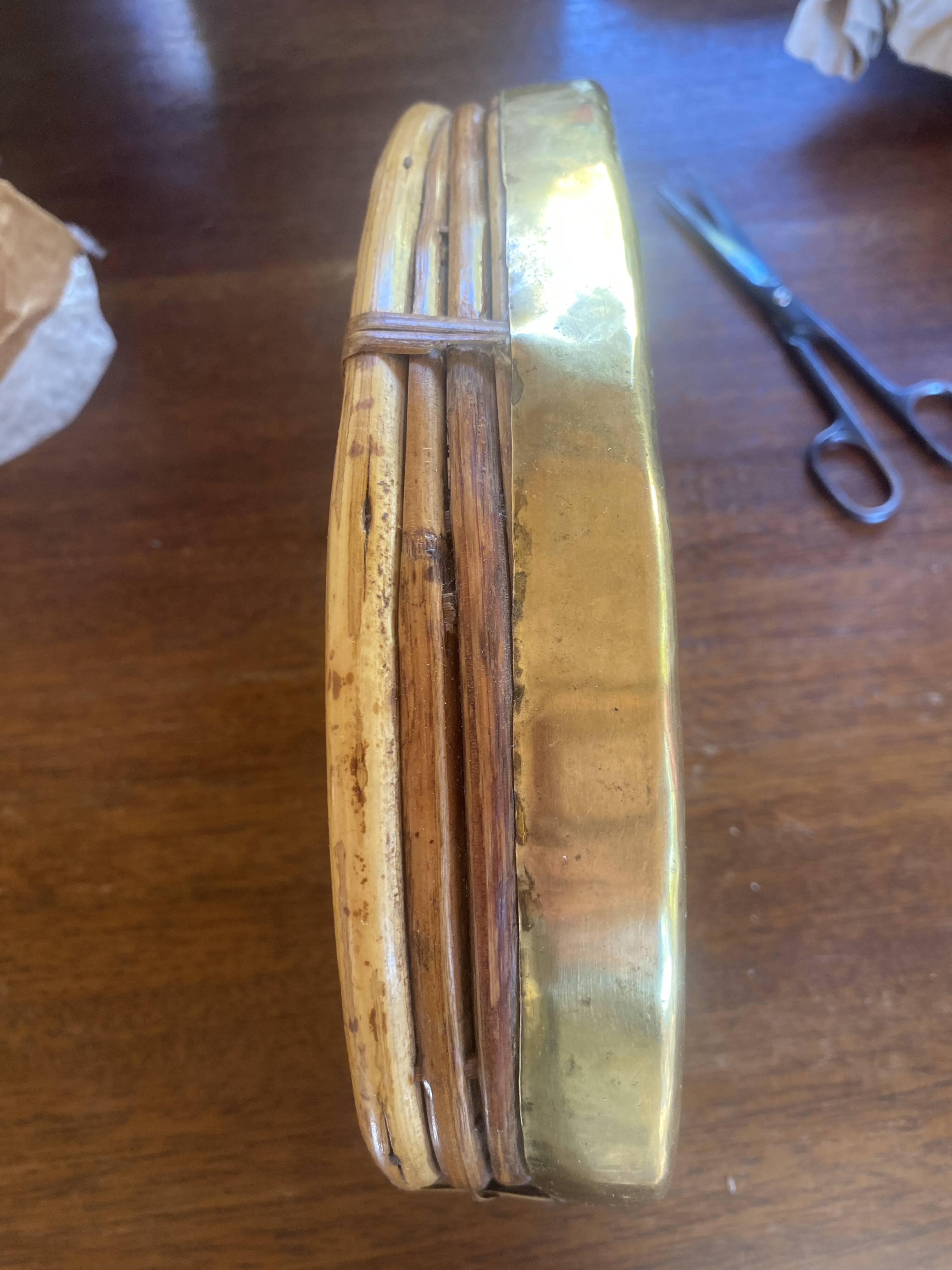 Rattan and brass basket, 1970s