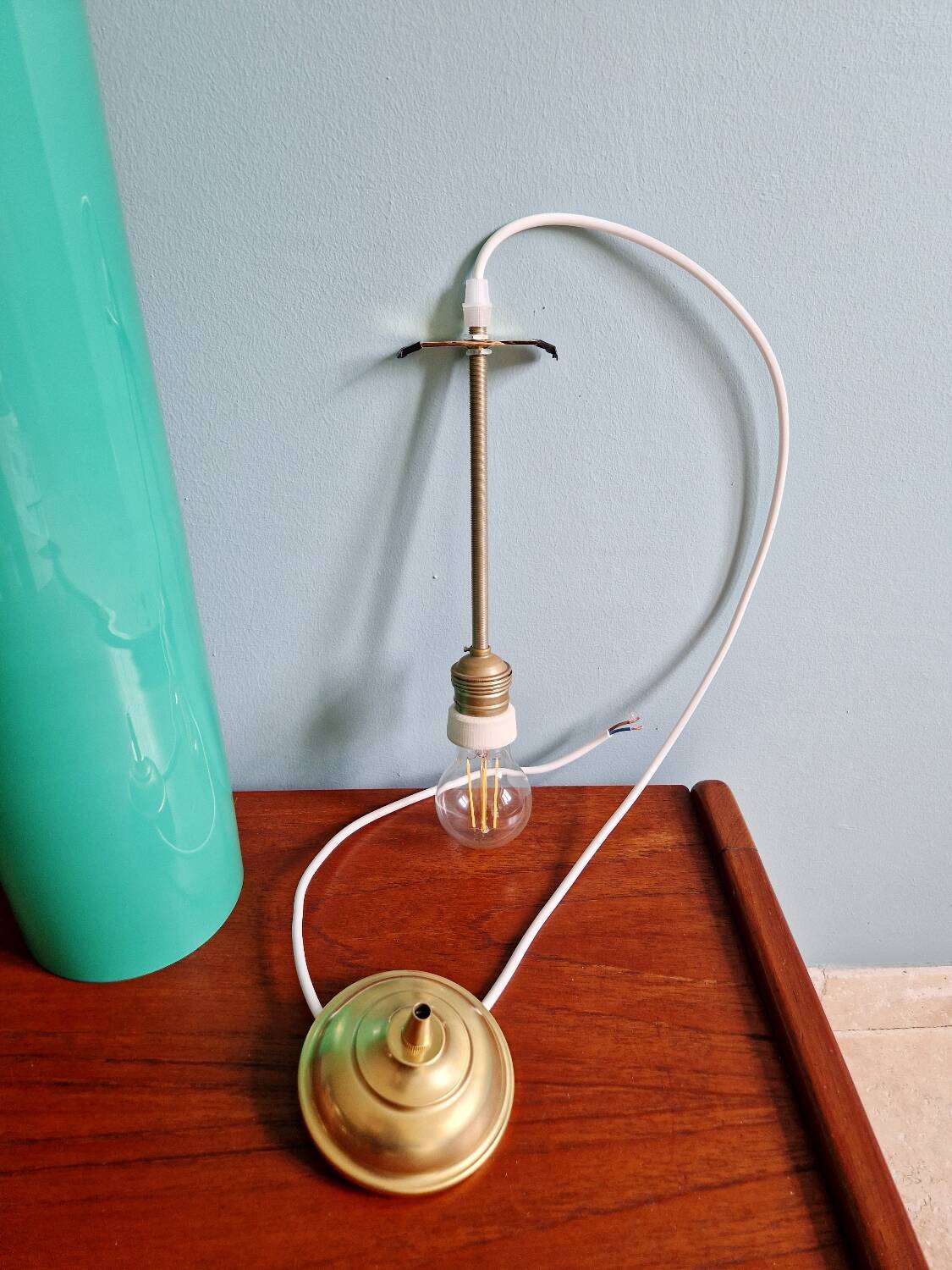 Turquoise Murano glass XXL suspension, Alessandro Pianon, 1960
