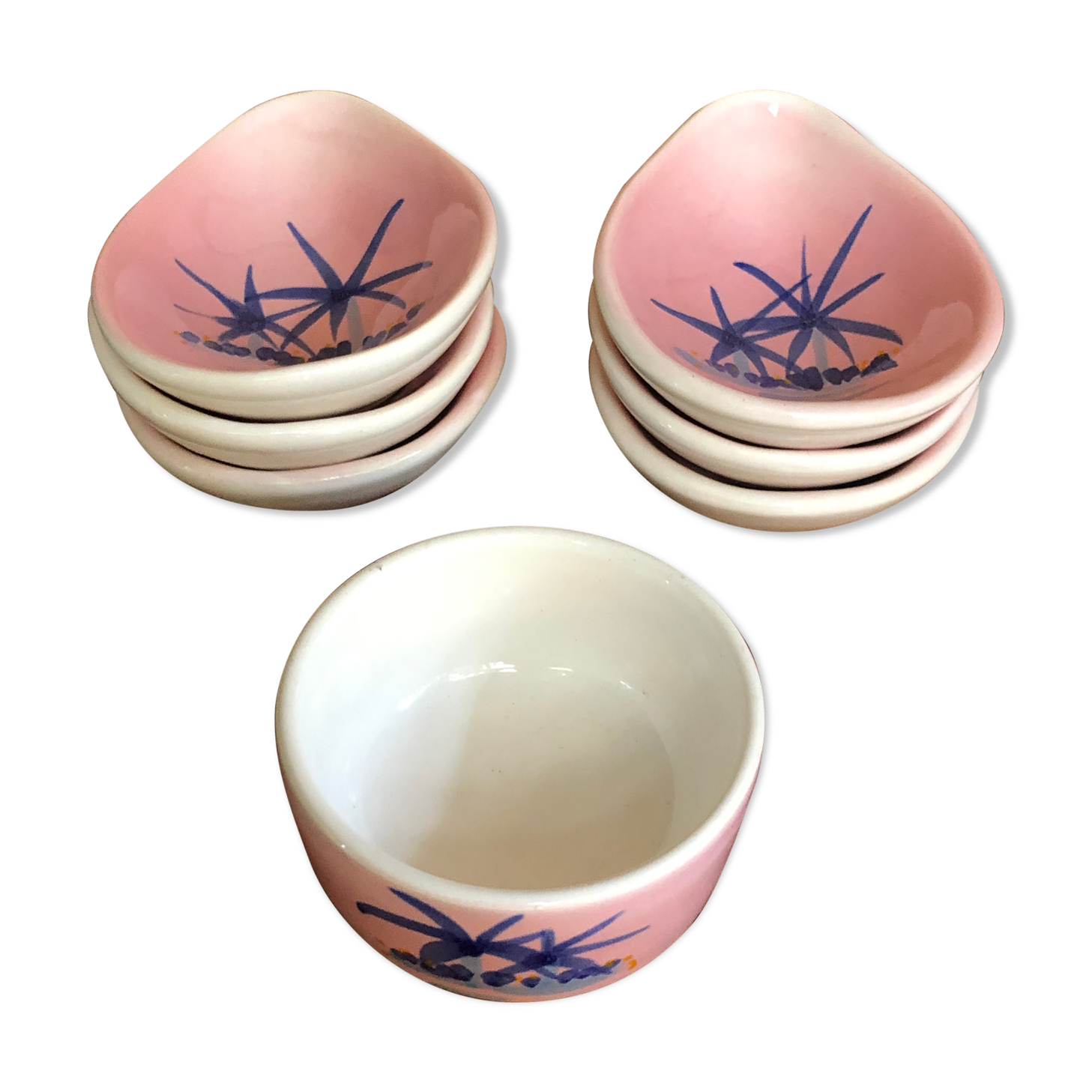 Old aperitif service vallauris bowl & 5 cups ceramic