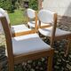 Six vintage 70s Baumann style chairs white buckle fabric