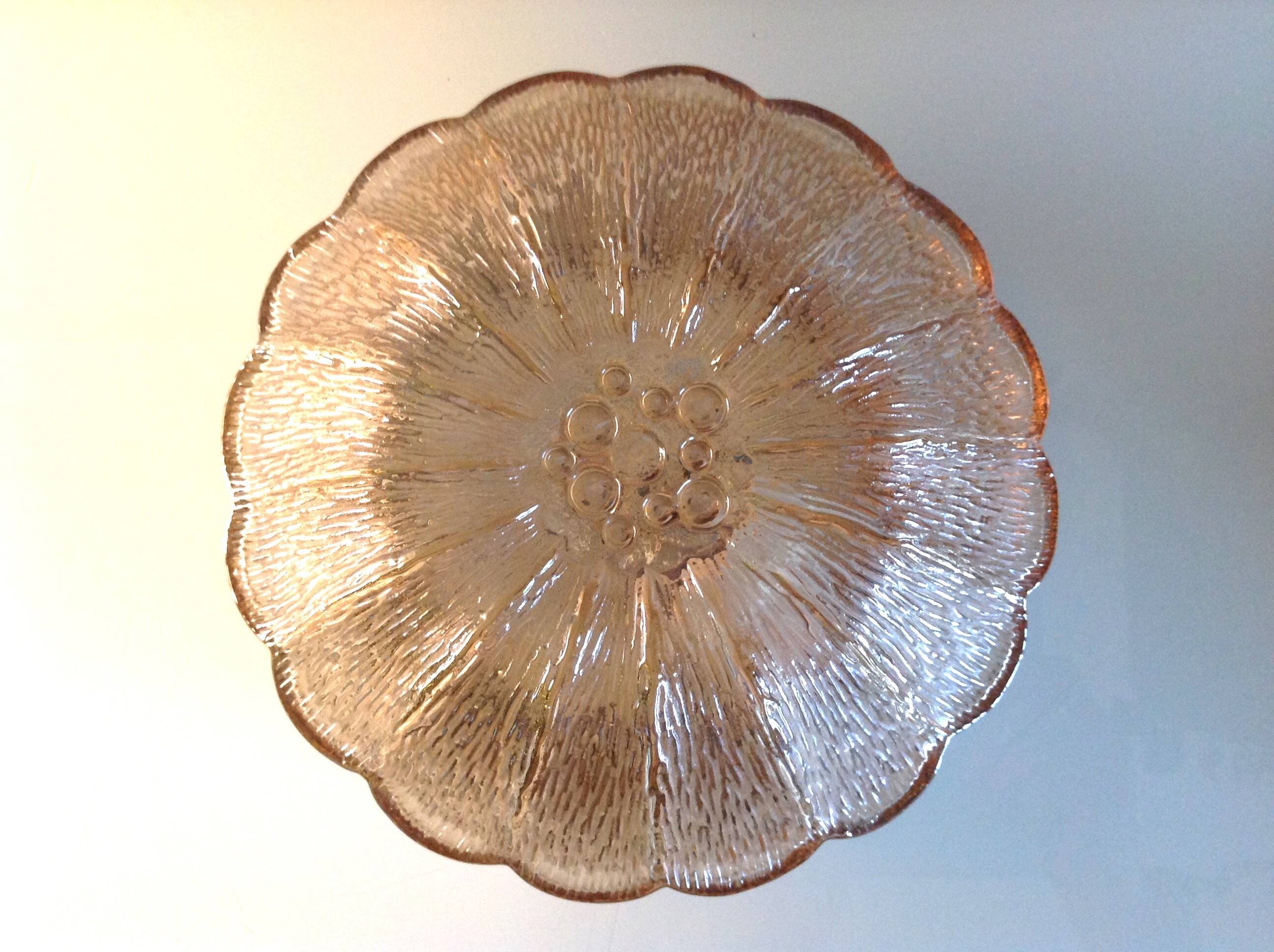 Amber glass ceiling rose by Limburg / vintage 1960s