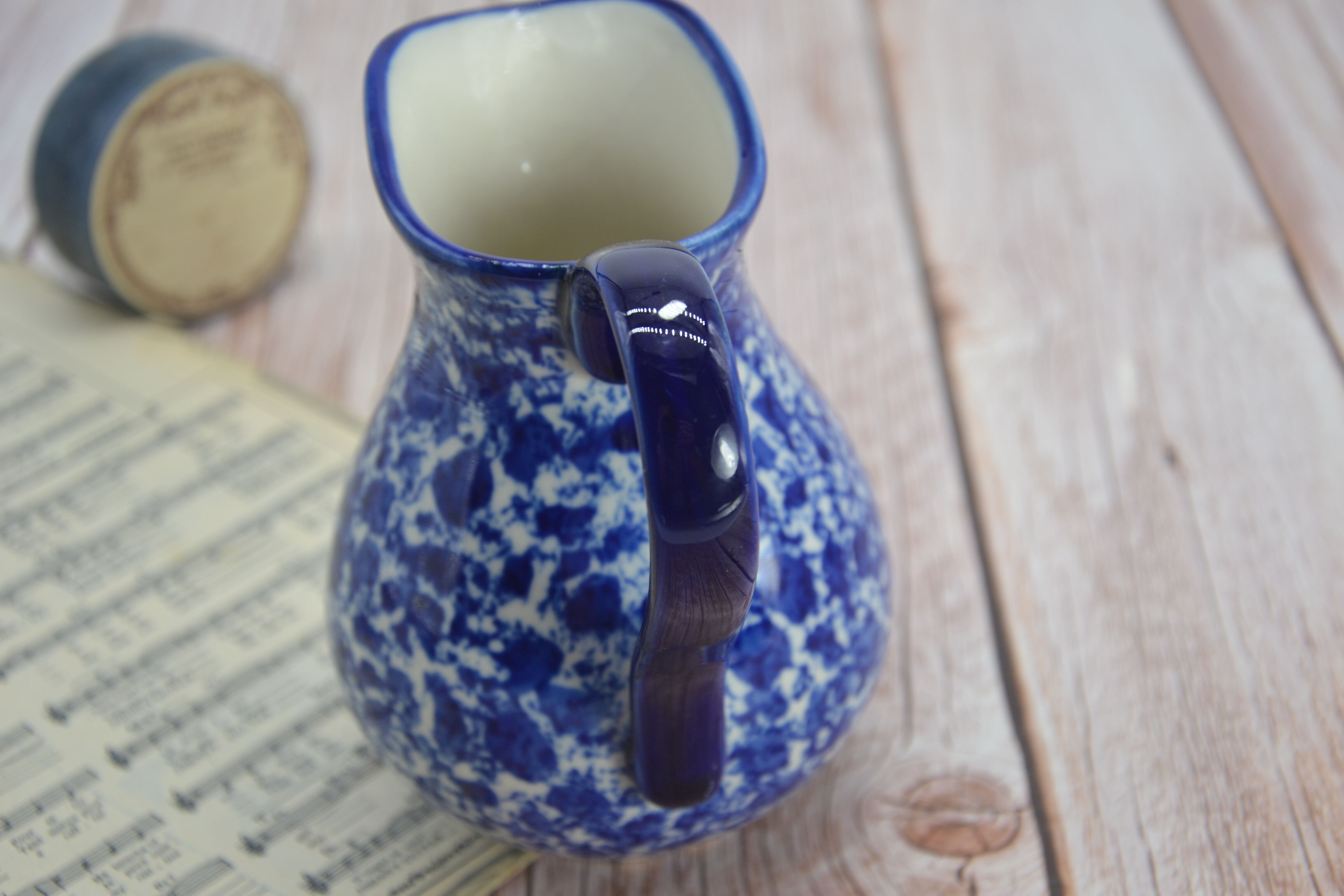 Blue and white milk pitcher London Pottery
