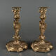 Pair of candlesticks xixth louis xiv ornamentation shells gilded bronze