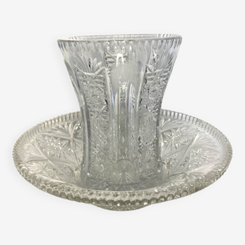 Large cut crystal set and 20th century vase
