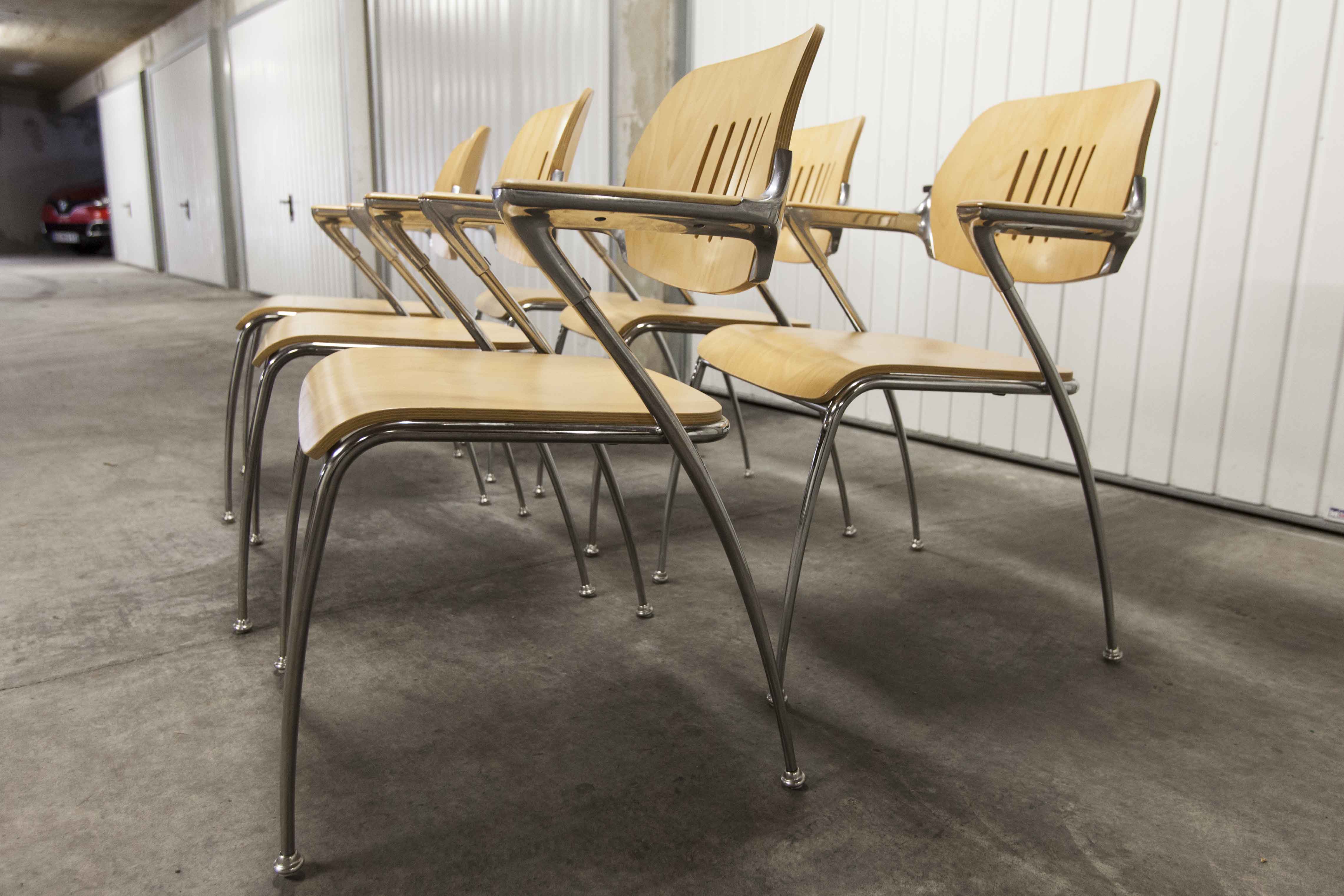 Lot of 6 "Golf" model chairs designed by Francesco Zaccone for the Brunner brand