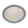 Old medium-sized oval frame in old grey wood color with patterns