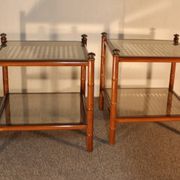 Paire de tables, paille, façon bambou