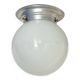 Old globe in opaline vintage wall or ceiling light diameter 15 cm and aluminum base LAMP-7127