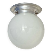 Old globe in opaline vintage wall or ceiling light diameter 15 cm and aluminum base LAMP-7127