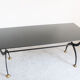 Wrought iron table with black lacquered glass, Italia 1970s