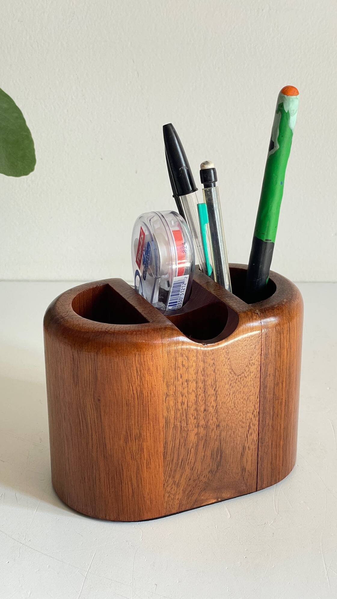 Vintage Teak Pencil Holder