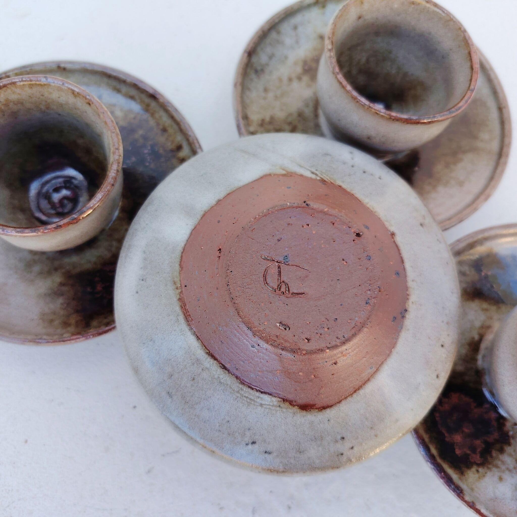 4 egg cups, ceramic, Chantal & Thierry Robert