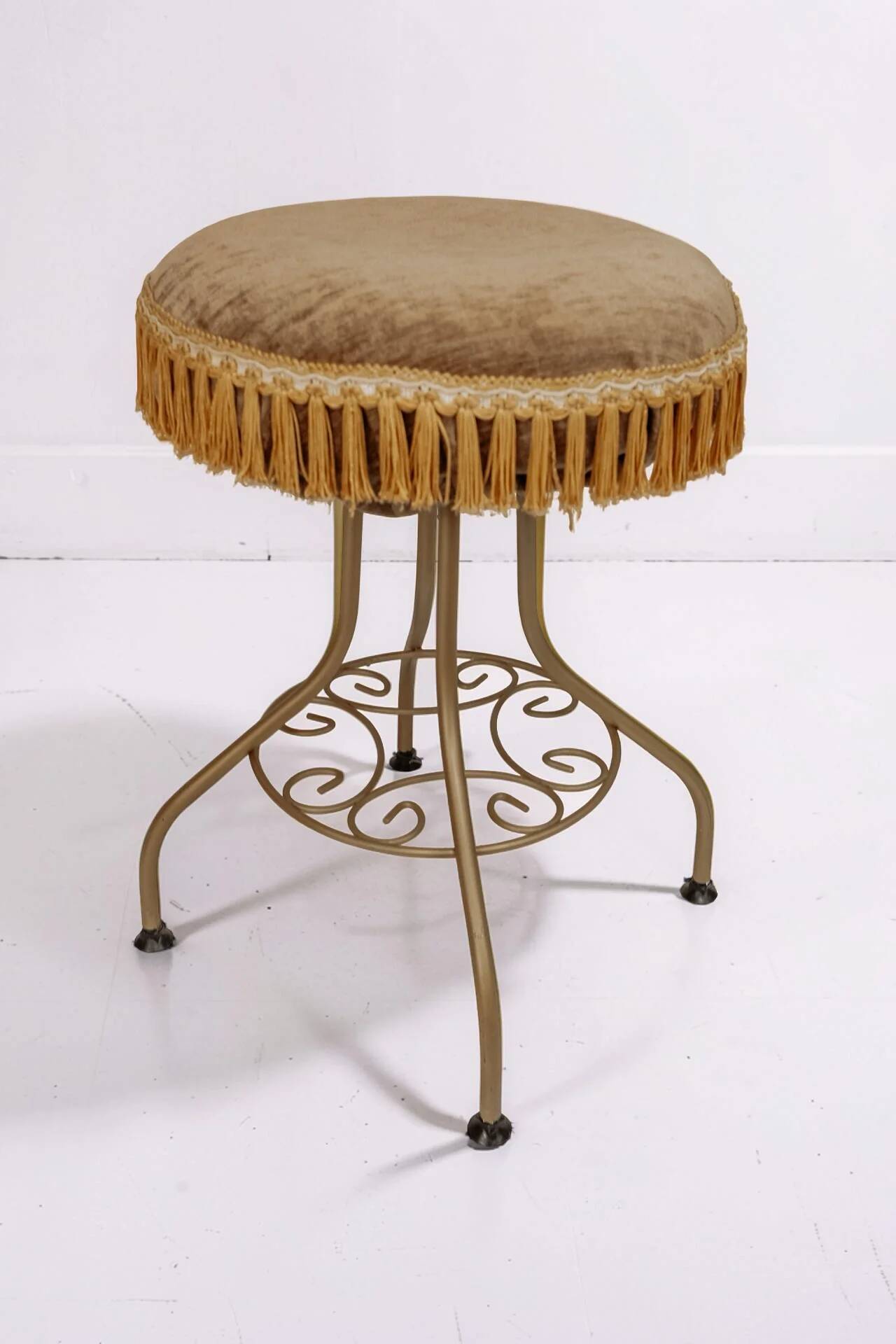 Coiffeuse vanity vintage en laiton avec tabouret