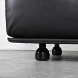 Modular canapé Fiandra in black leather, Vico Magistretti, Cassina, around 1980.