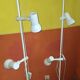 Pair of Italian multi-adjustable floor lamps with 2 spotlights, 1970s