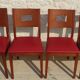 Set of 6 cherry wood style chairs with gray imitation leather seat