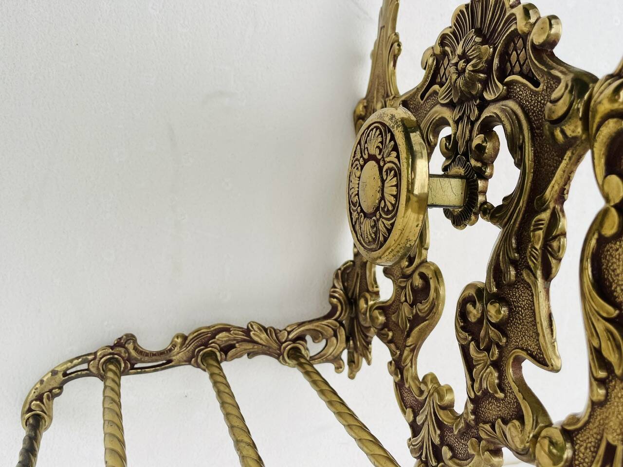 Bronze Coat Rack and Wall Shelf, Vintage, Louis XV Style