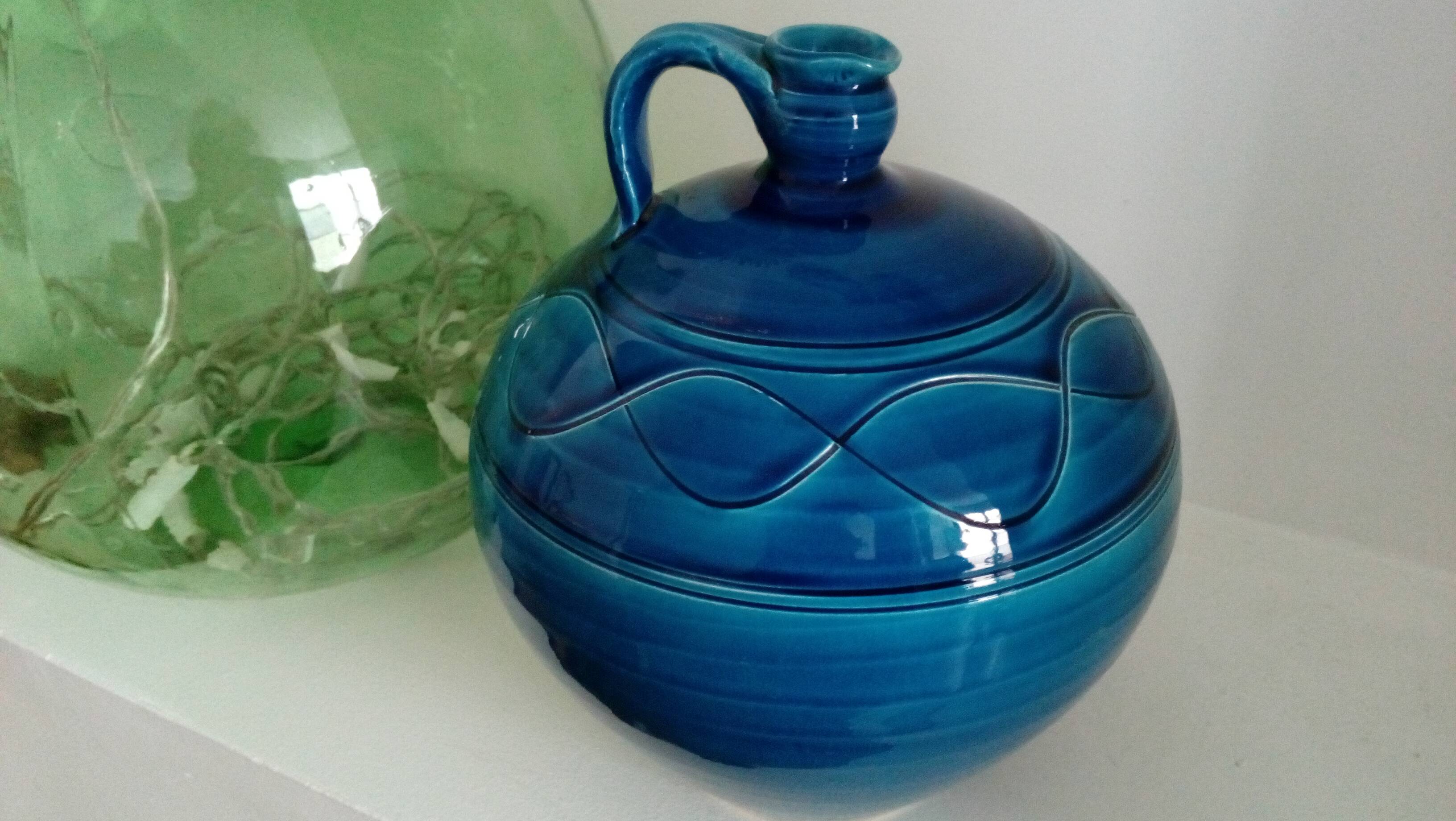 Enamelled jug artisanal pottery
