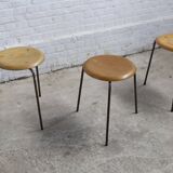 Set of 3, Early Tripod Dot Stool Arne Jacobsen by Fritz Hansen, 1960s