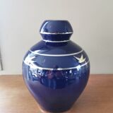 Vase art déco en céramique bleue nuit