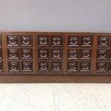 Graphical wengé brutalist credenza, 1970s