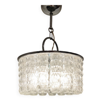 Mid century glass and chrome chandelier, 1960s