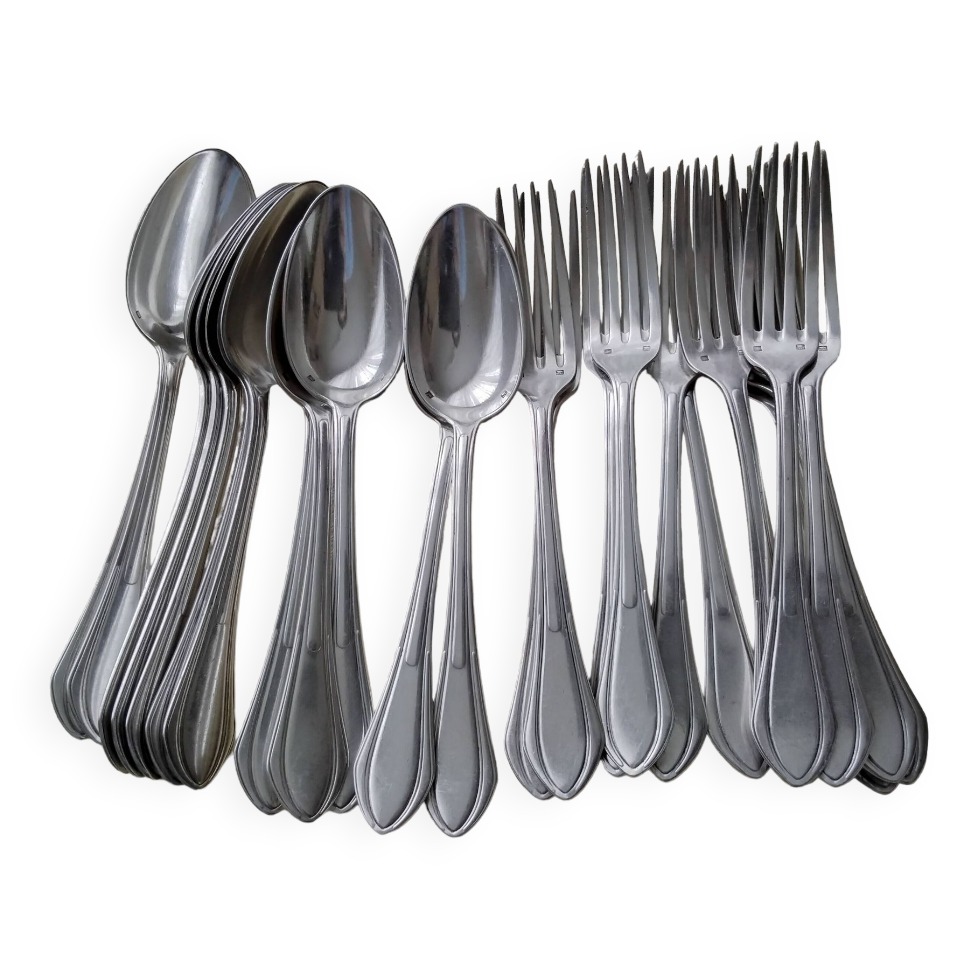 SFAM 24-Piece Silver-Plated Metal Cutlery Set