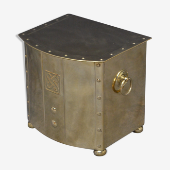 Art deco brass log or coal bin