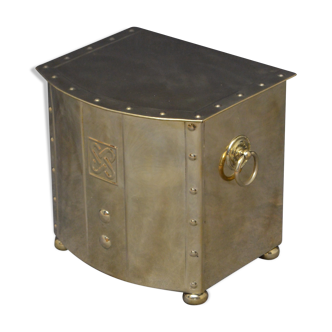 Art deco brass log or coal bin