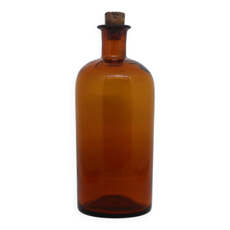 Amber blown glass bottle
